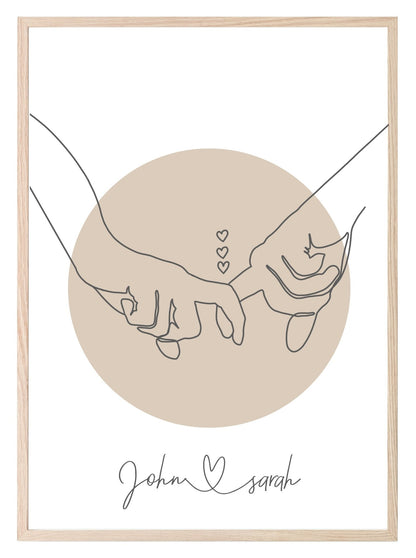 Personalised Holding Hands Print | Family & Love | Romantic Wall Art