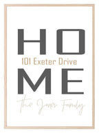 Personalised HOME Print | Custom Address & Surname Wall Art - Larosier Prints