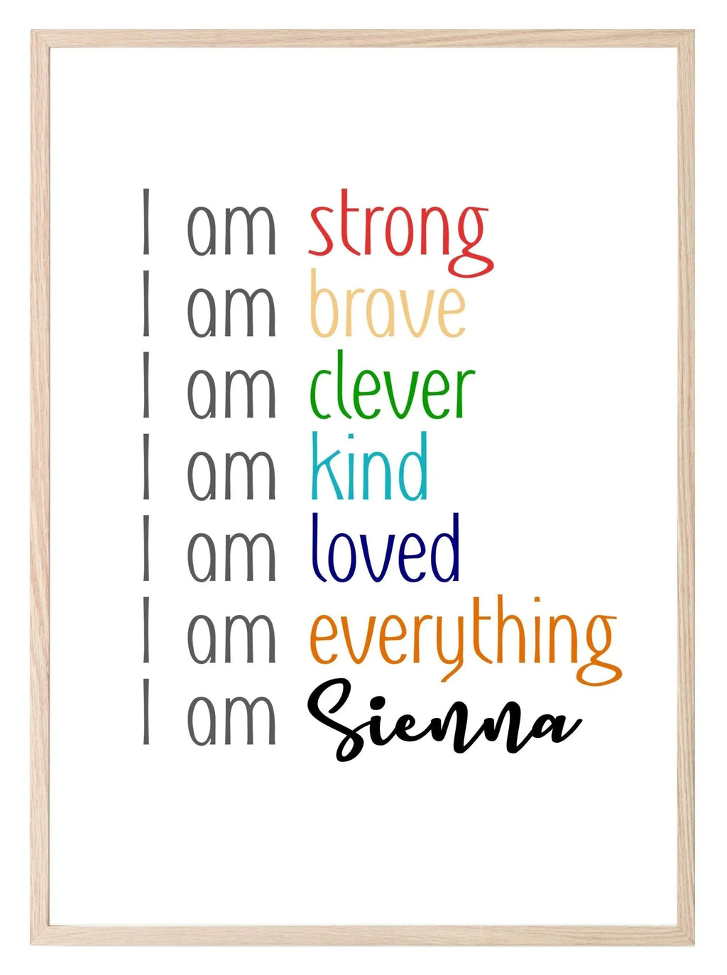 Personalised I "AM" Positive Affirmations Print | Mindful Wall Art - Larosier Prints