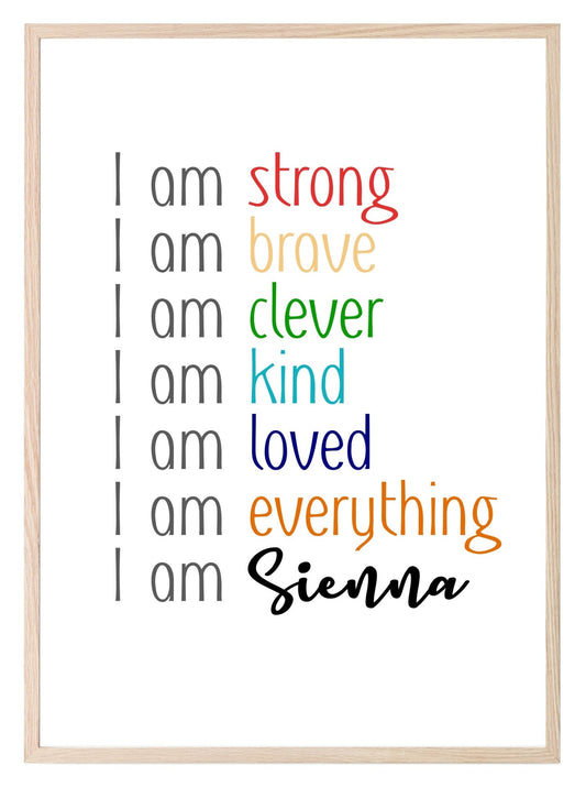 Personalised I "AM" Positive Affirmations Print | Mindful Wall Art