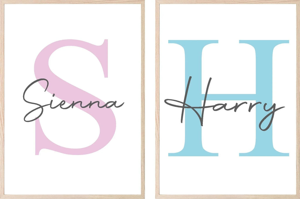 Personalised Initial & Name Print | Nursery Wall Art - Larosier Prints