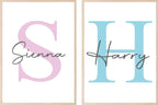 Personalised Initial & Name Print | Nursery Wall Art - Larosier Prints