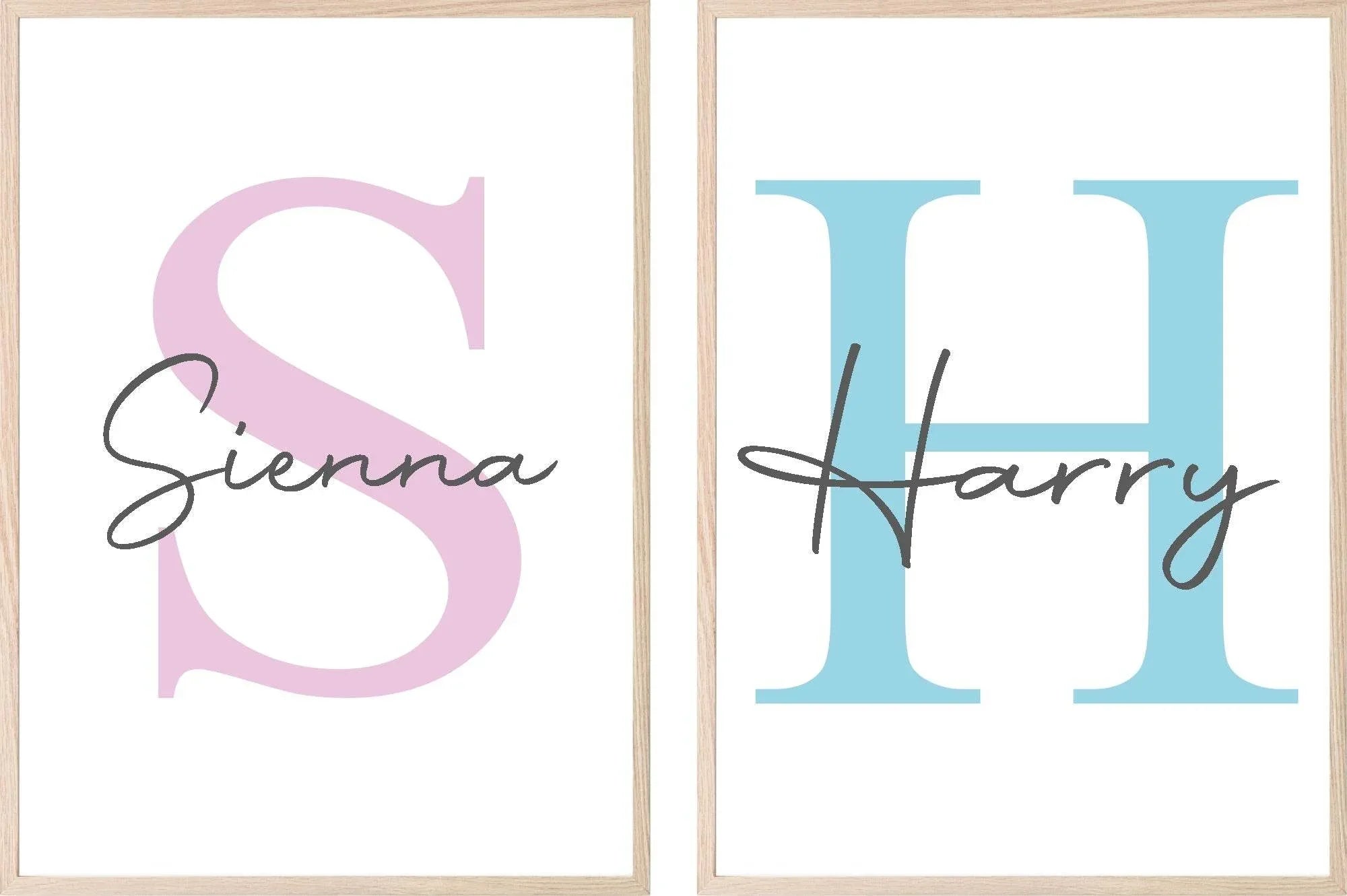 Personalised Initial & Name Print | Nursery Wall Art - Larosier Prints