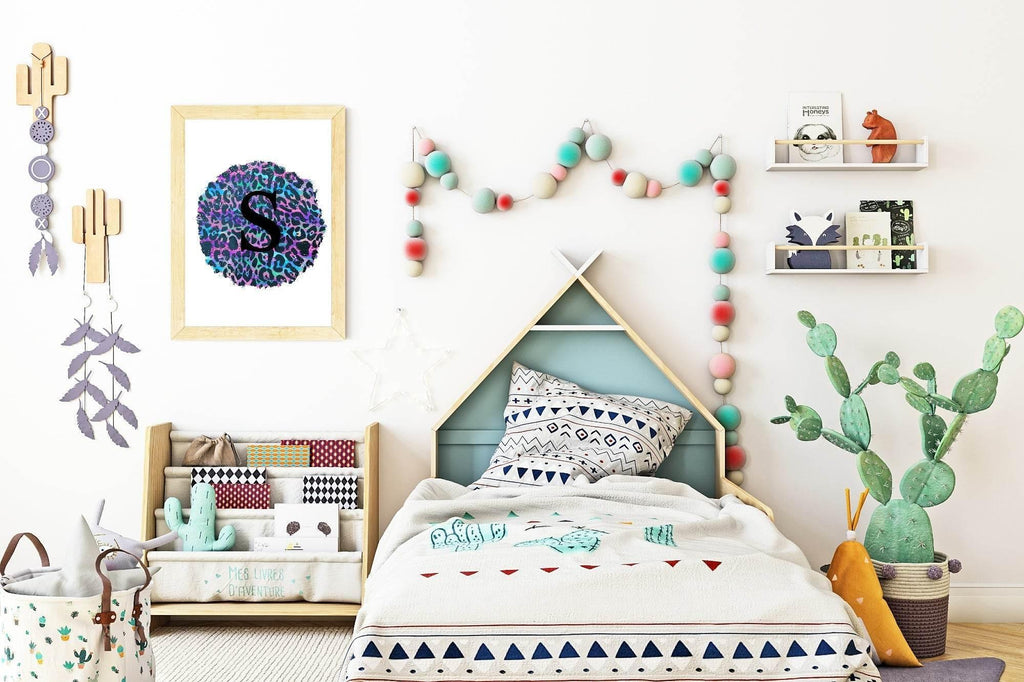 Personalised Leopard Print | Colourful Initial Wall Art - Larosier Prints