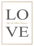 Personalised LOVE Mr & Mrs Print | Couple Wall Art - Larosier Prints