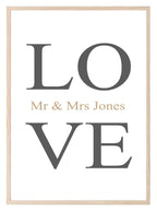 Personalised LOVE Mr & Mrs Print | Couple Wall Art - Larosier Prints