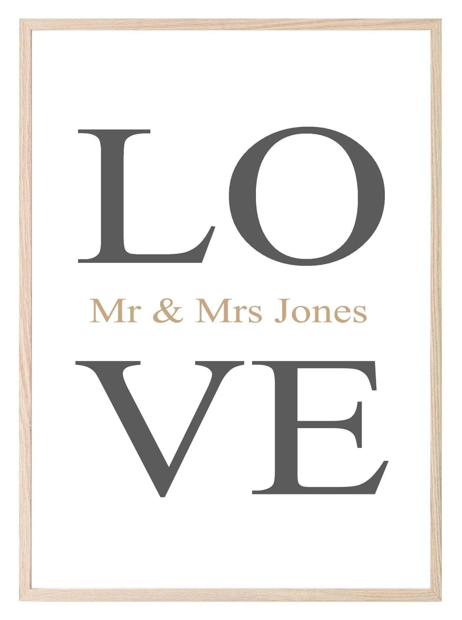 Personalised LOVE Mr & Mrs Print | Couple Wall Art - Larosier Prints