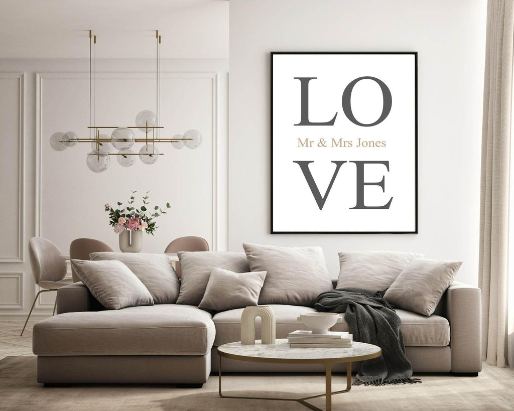 Personalised LOVE Mr & Mrs Print | Couple Wall Art - Larosier Prints
