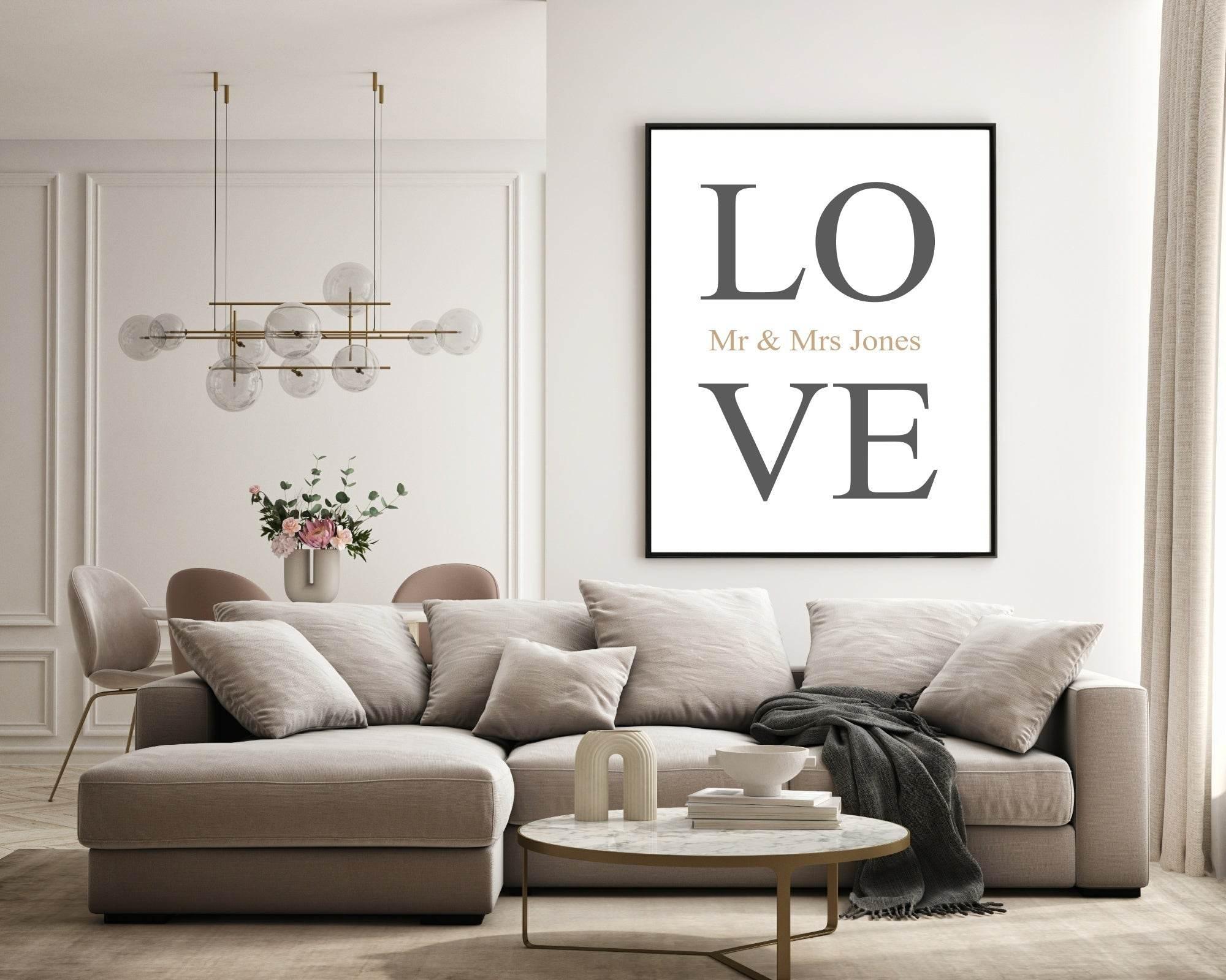 Personalised LOVE Mr & Mrs Print | Couple Wall Art - Larosier Prints