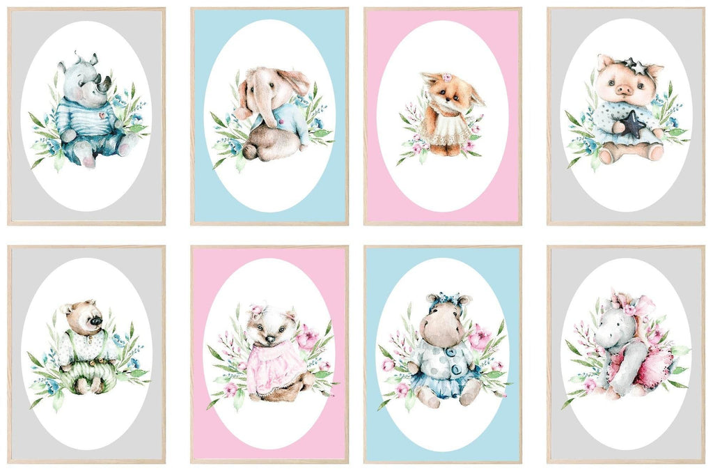 Personalised Oh Baby Animal Print | Nursery Wall Art - Larosier Prints