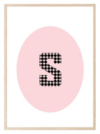 Personalised Oval & Polka Dot Initial Print | Nursery | Kids Wall Art - Larosier Prints