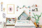 Personalised Oval & Polka Dot Initial Print | Nursery | Kids Wall Art - Larosier Prints