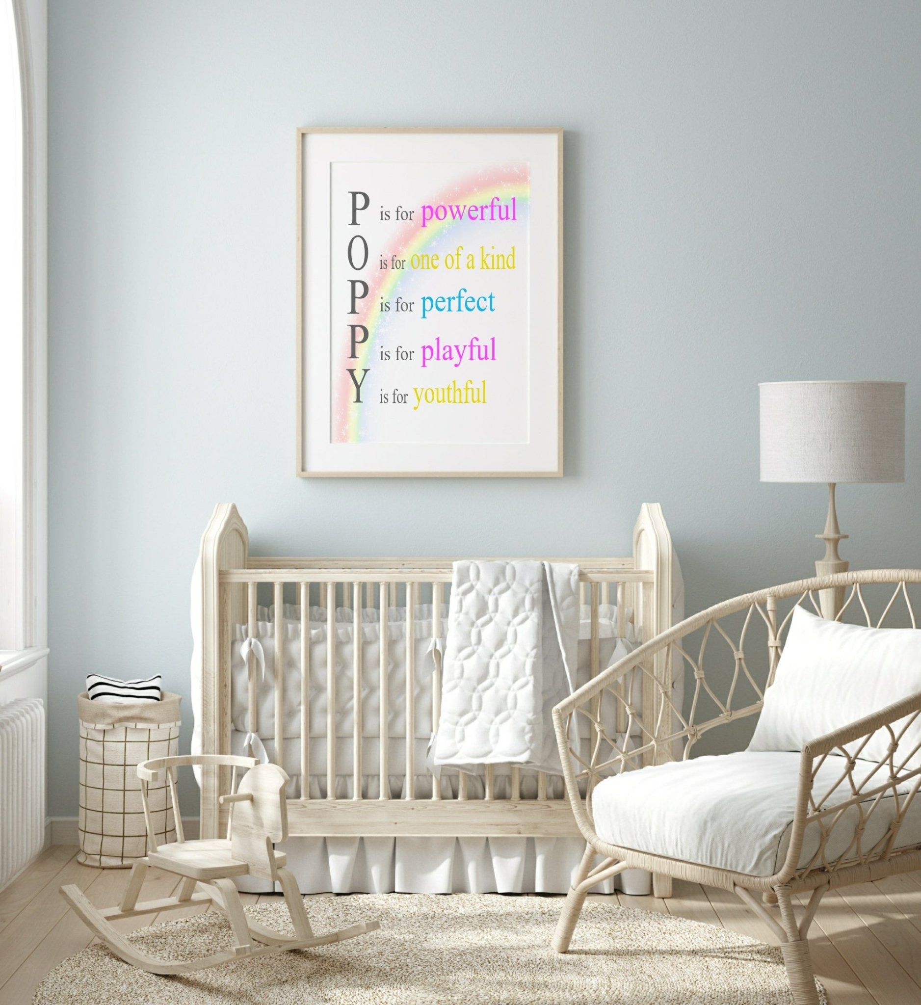 Personalised Rainbow Acrostic Name Poem Print | Nursery Wall Art