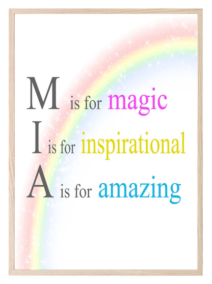 Personalised Rainbow Acrostic Name Poem Print | Nursery Wall Art