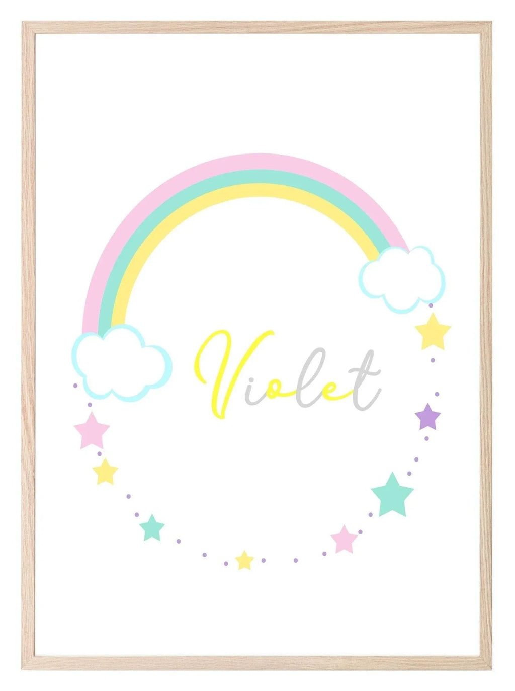 Personalised Rainbow Wreath Print | Nursery | Kids Wall Art - Larosier Prints