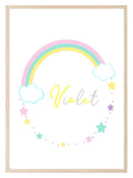 Personalised Rainbow Wreath Print | Nursery | Kids Wall Art - Larosier Prints