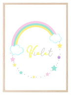 Personalised Rainbow Wreath Print | Nursery | Kids Wall Art - Larosier Prints