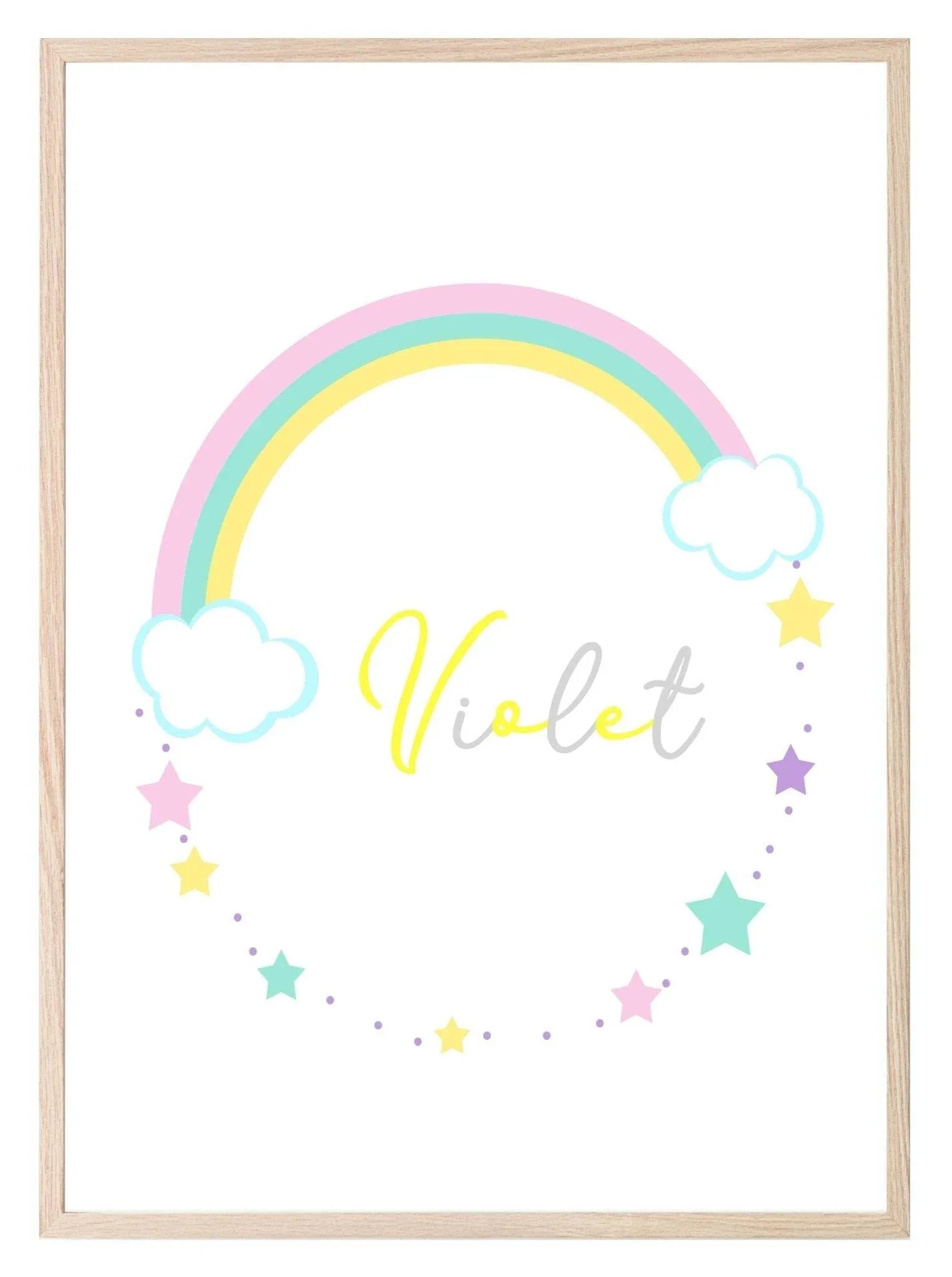 Personalised Rainbow Wreath Print | Nursery | Kids Wall Art - Larosier Prints