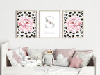 Personalised Set Of 3 Floral Leopard Prints | Unique Wall Art - Larosier Prints