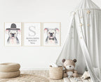 Personalised Set Of 3 Watercolour Animal Prints | Kiki The Koala All Dressed Up | Nursery Wall Art - Larosier Prints