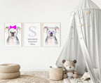 Personalised Set Of 3 Watercolour Animal Prints | Kiki The Koala All Dressed Up | Pink Bow | Nursery Wall Art - Larosier Prints