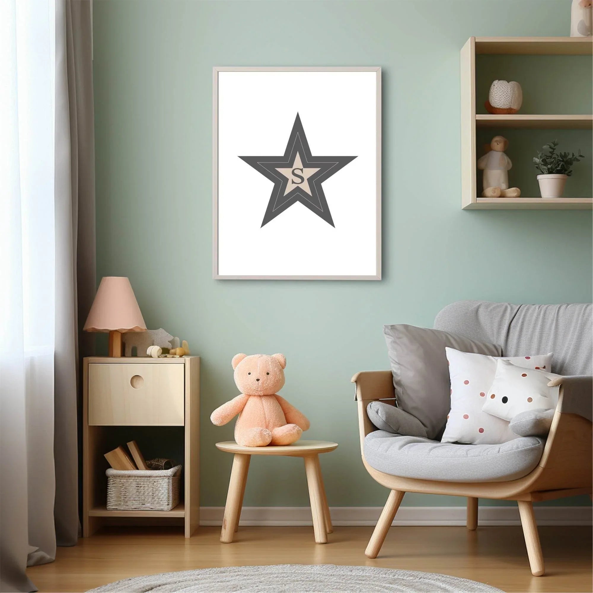 Personalised Star Initial Print | Kids Wall Art - Larosier Prints