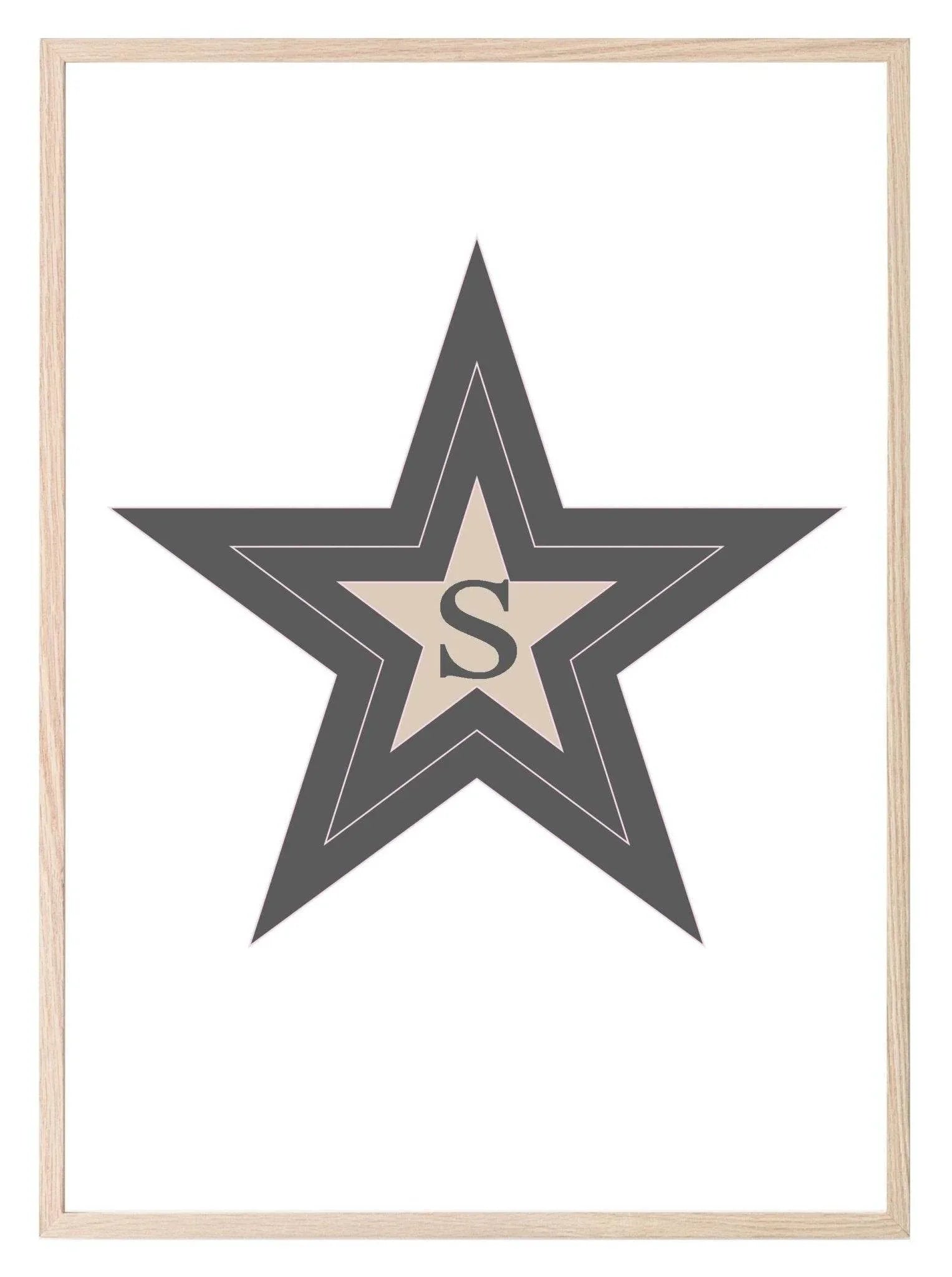 Personalised Star Initial Print | Kids Wall Art - Larosier Prints