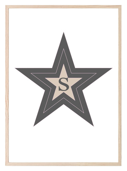 Personalised Star Initial Print | Kids Wall Art