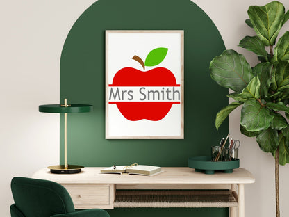 Personalised Teachers Apple Print | Wall Art Gift