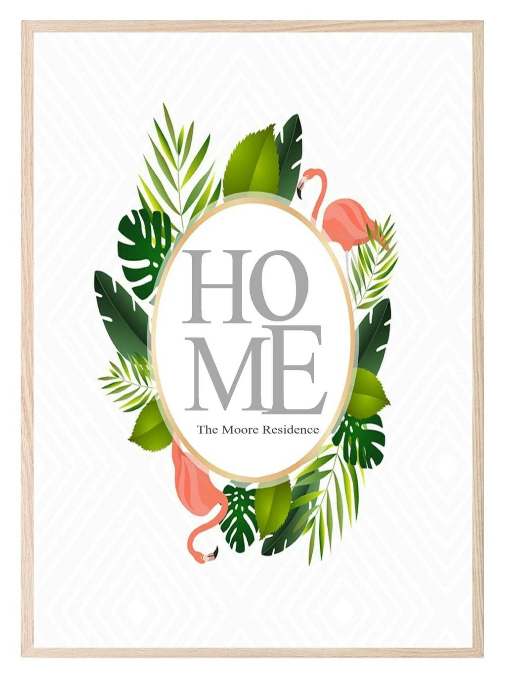 Personalised Tropical Residence Print | Flamingo Wall Art - Larosier Prints