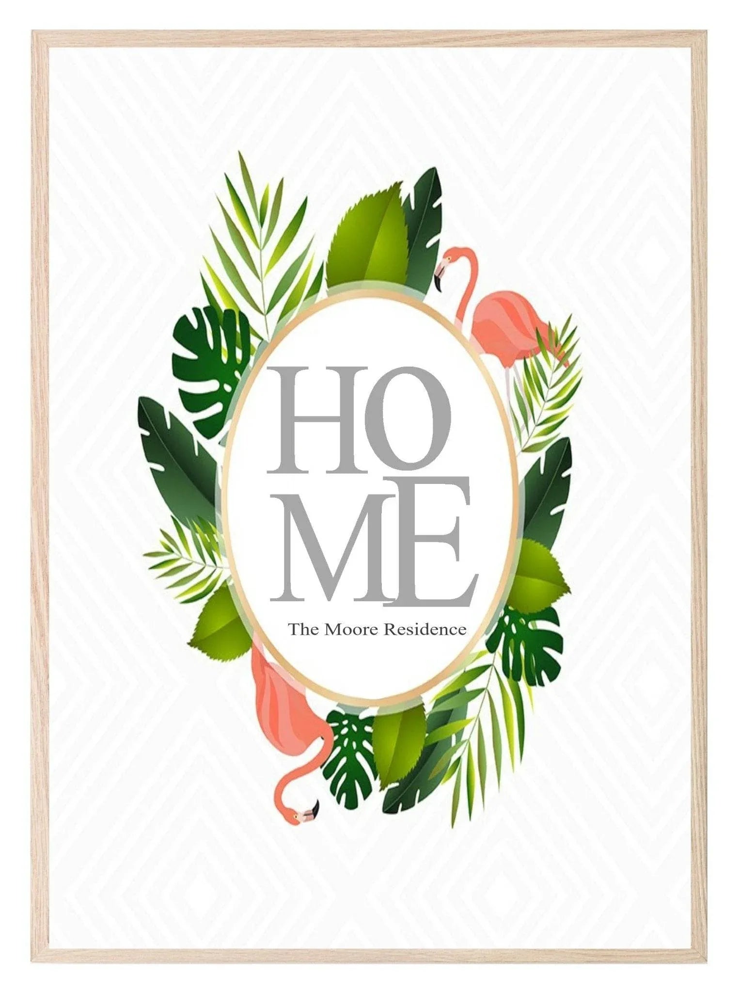 Personalised Tropical Residence Print | Flamingo Wall Art - Larosier Prints