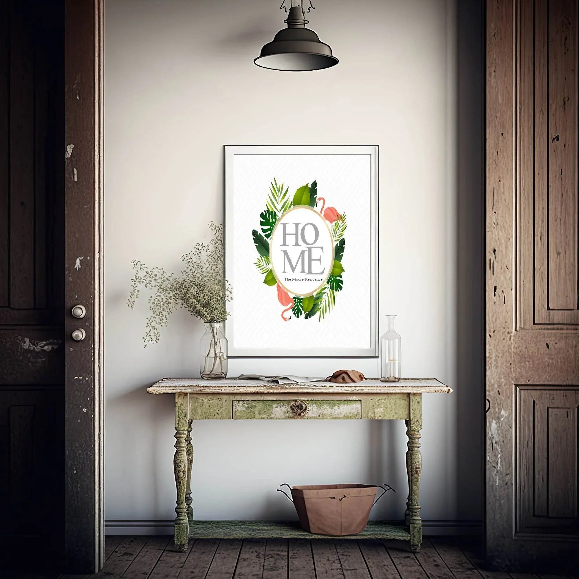 Personalised Tropical Residence Print | Flamingo Wall Art - Larosier Prints