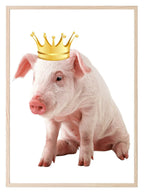 Piglet With Gold Crown Print | Animal Wall Art - Larosier Prints
