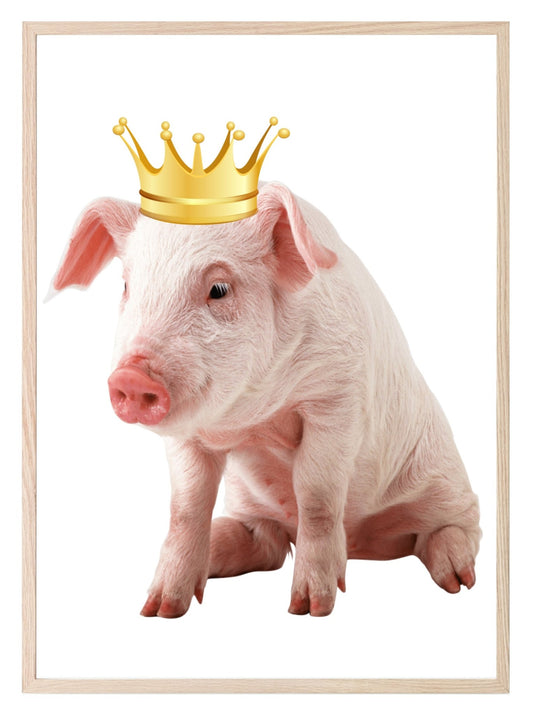 Piglet With Gold Crown Print | Animal Wall Art