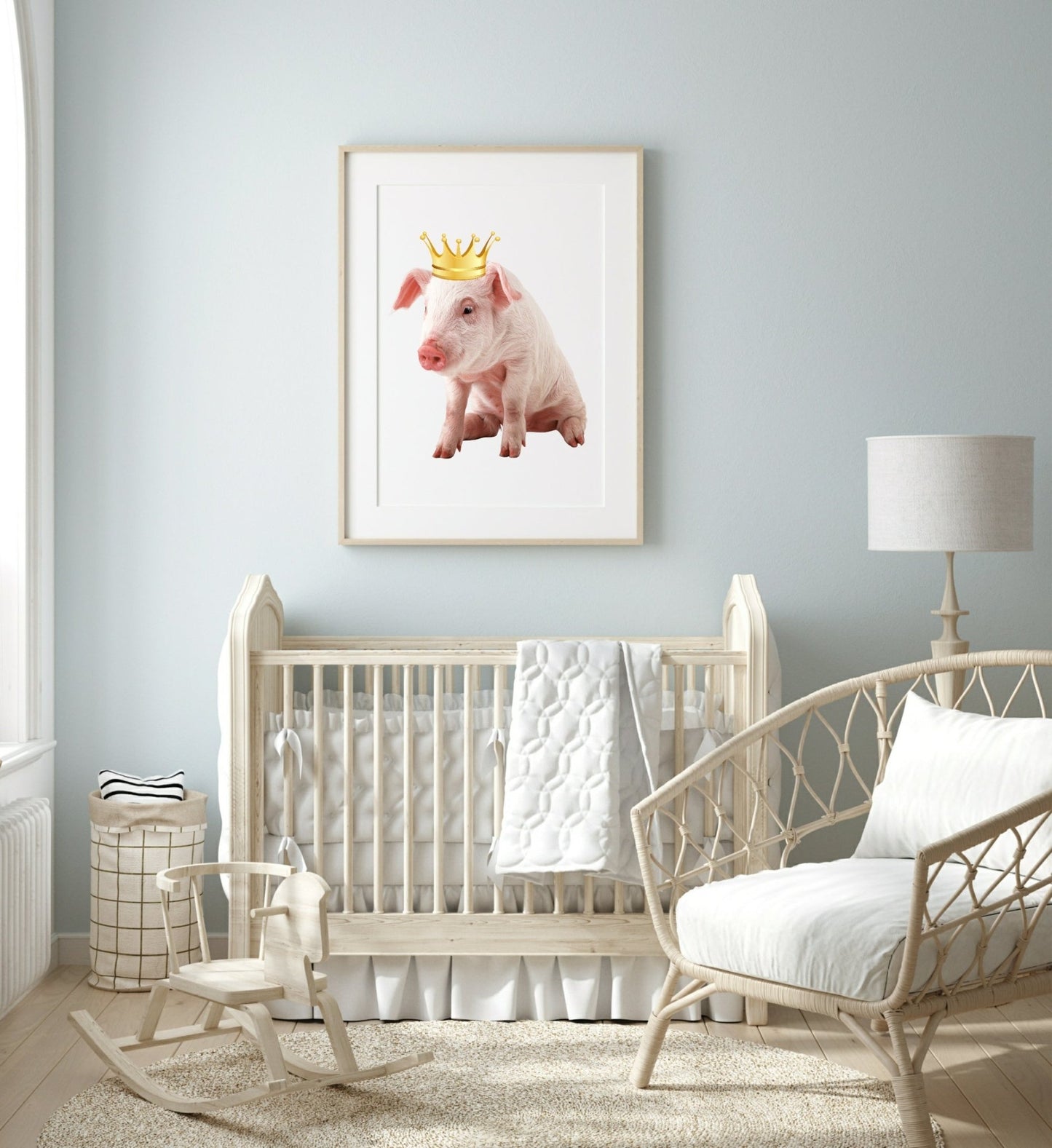 Piglet With Gold Crown Print | Animal Wall Art