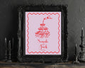 Pink & Red Champagne Forever Print framed close-up