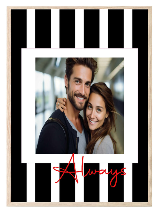 Striped Photo Print | Black & White, Green & Cream, Blue & Pink and Orange & Pink