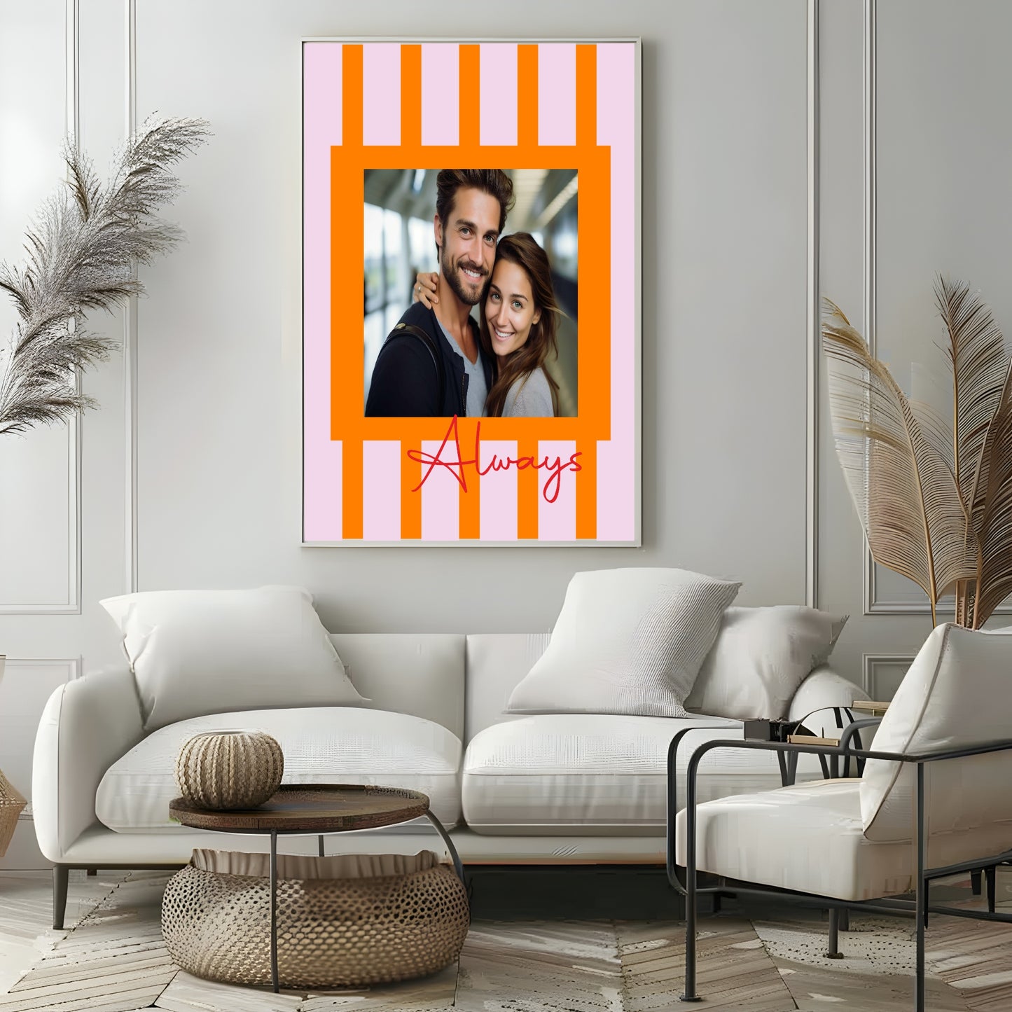 Striped Photo Print | Black & White, Green & Cream, Blue & Pink and Orange & Pink