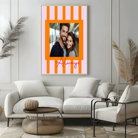 Striped Photo Print | Black & White, Green & Cream, Blue & Pink and Orange & Pink