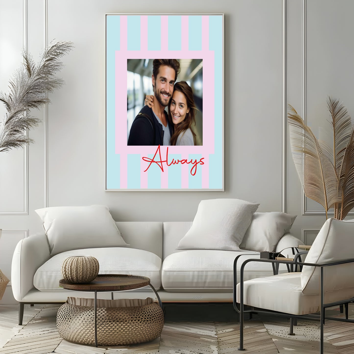 Striped Photo Print | Black & White, Green & Cream, Blue & Pink and Orange & Pink