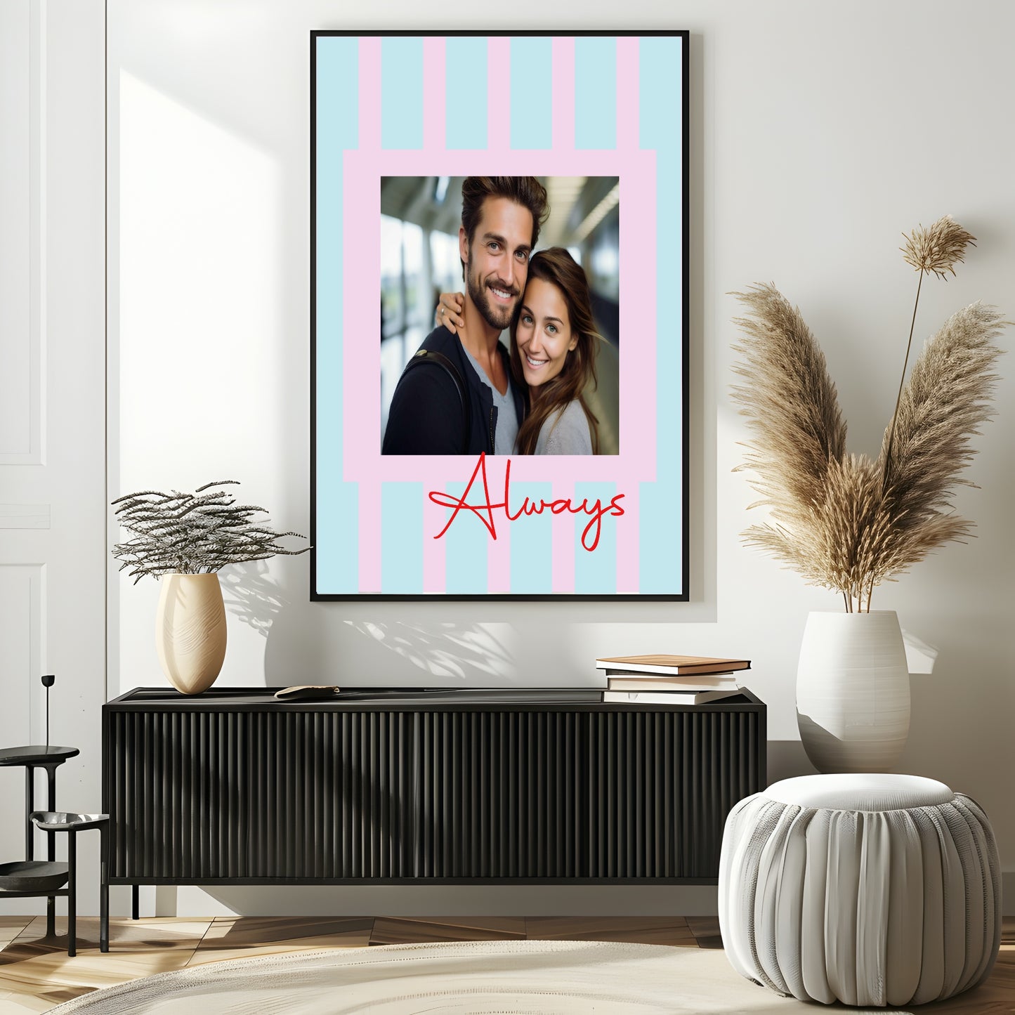 Striped Photo Print | Black & White, Green & Cream, Blue & Pink and Orange & Pink