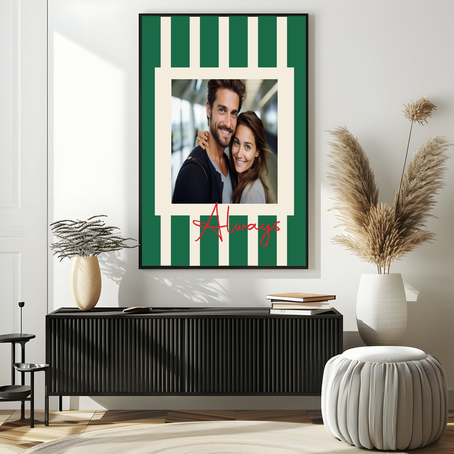 Striped Photo Print | Black & White, Green & Cream, Blue & Pink and Orange & Pink
