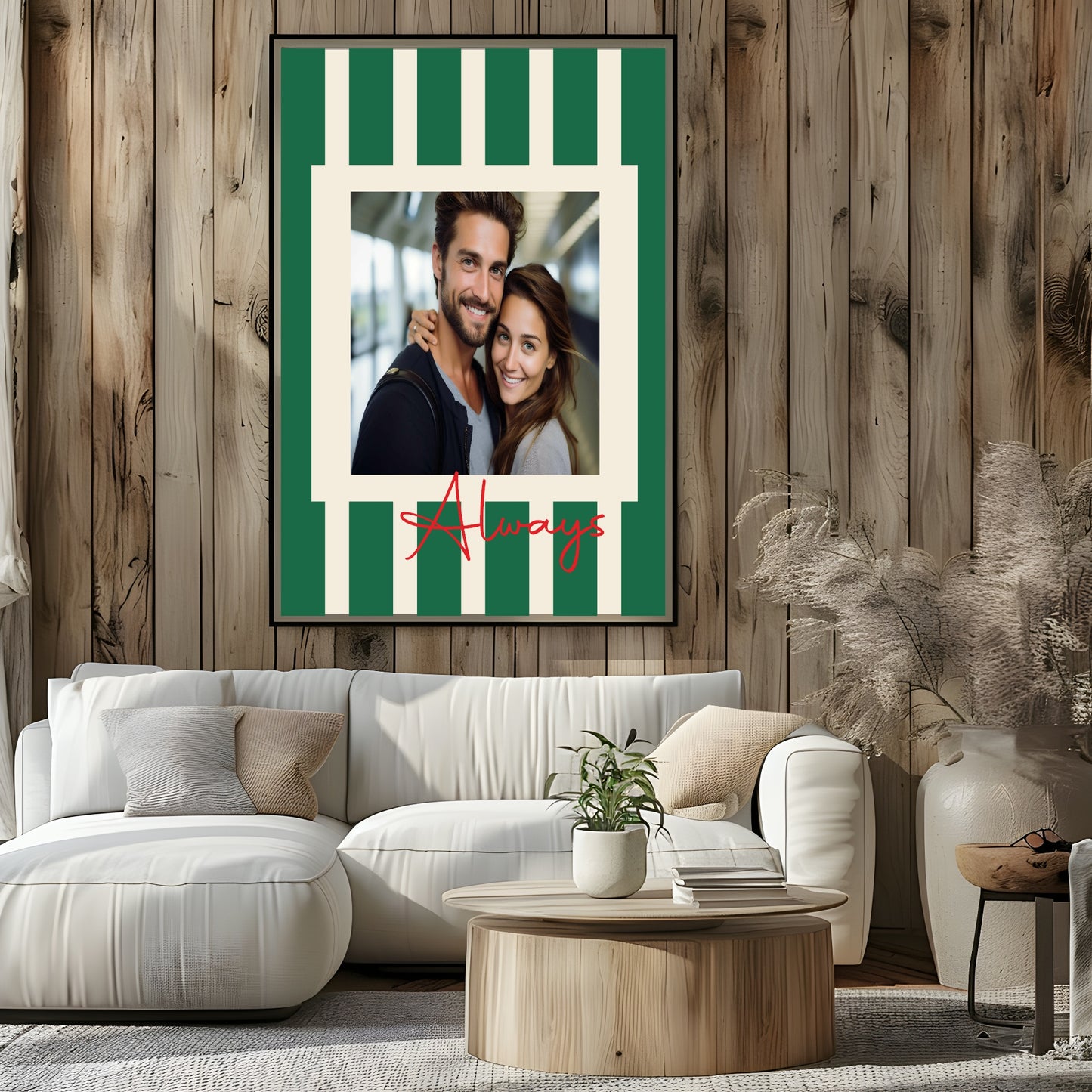 Striped Photo Print | Black & White, Green & Cream, Blue & Pink and Orange & Pink