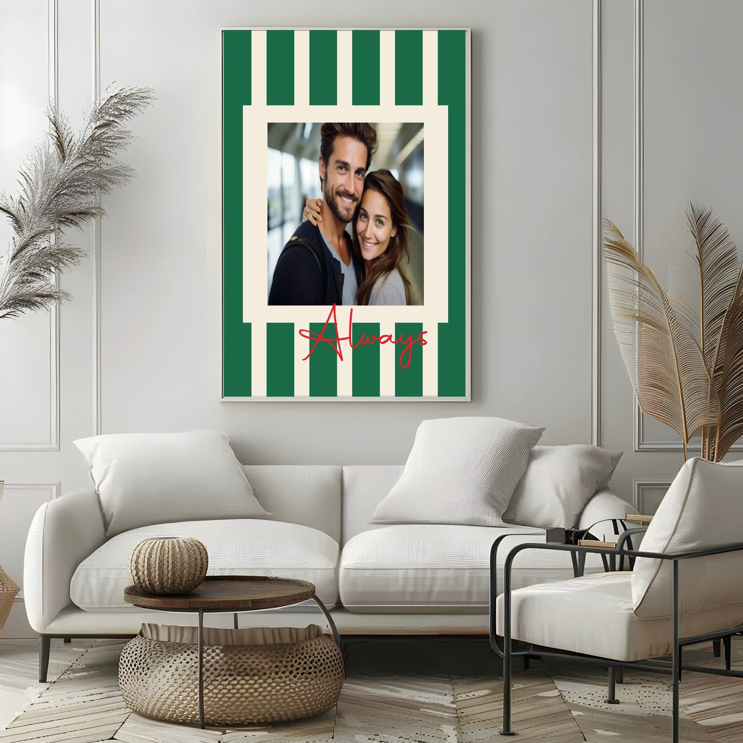 Striped Photo Print | Black & White, Green & Cream, Blue & Pink and Orange & Pink