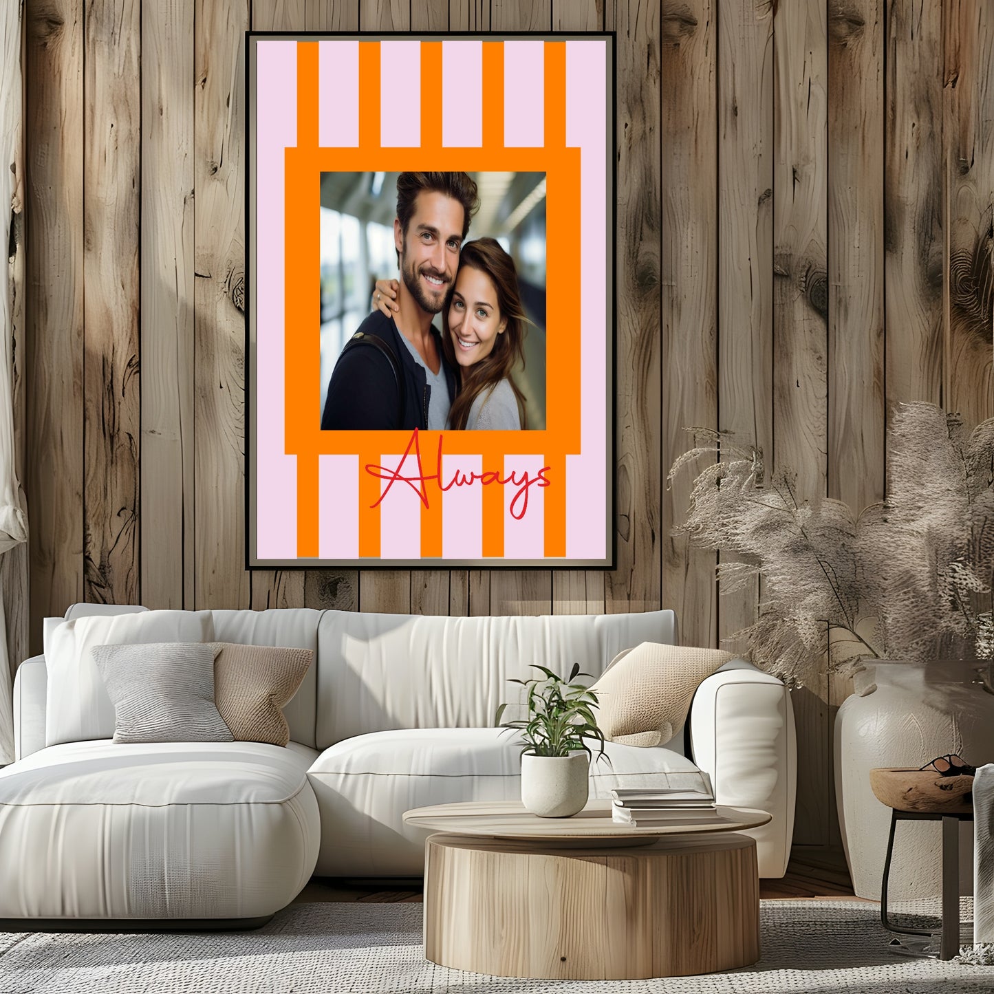 Striped Photo Print | Black & White, Green & Cream, Blue & Pink and Orange & Pink