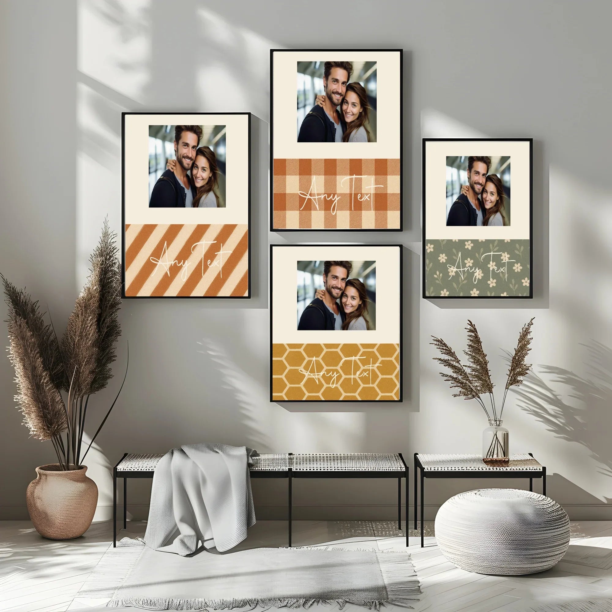 Personalised Autumnal Honeycomb Geometric Photo Print - Larosier Prints