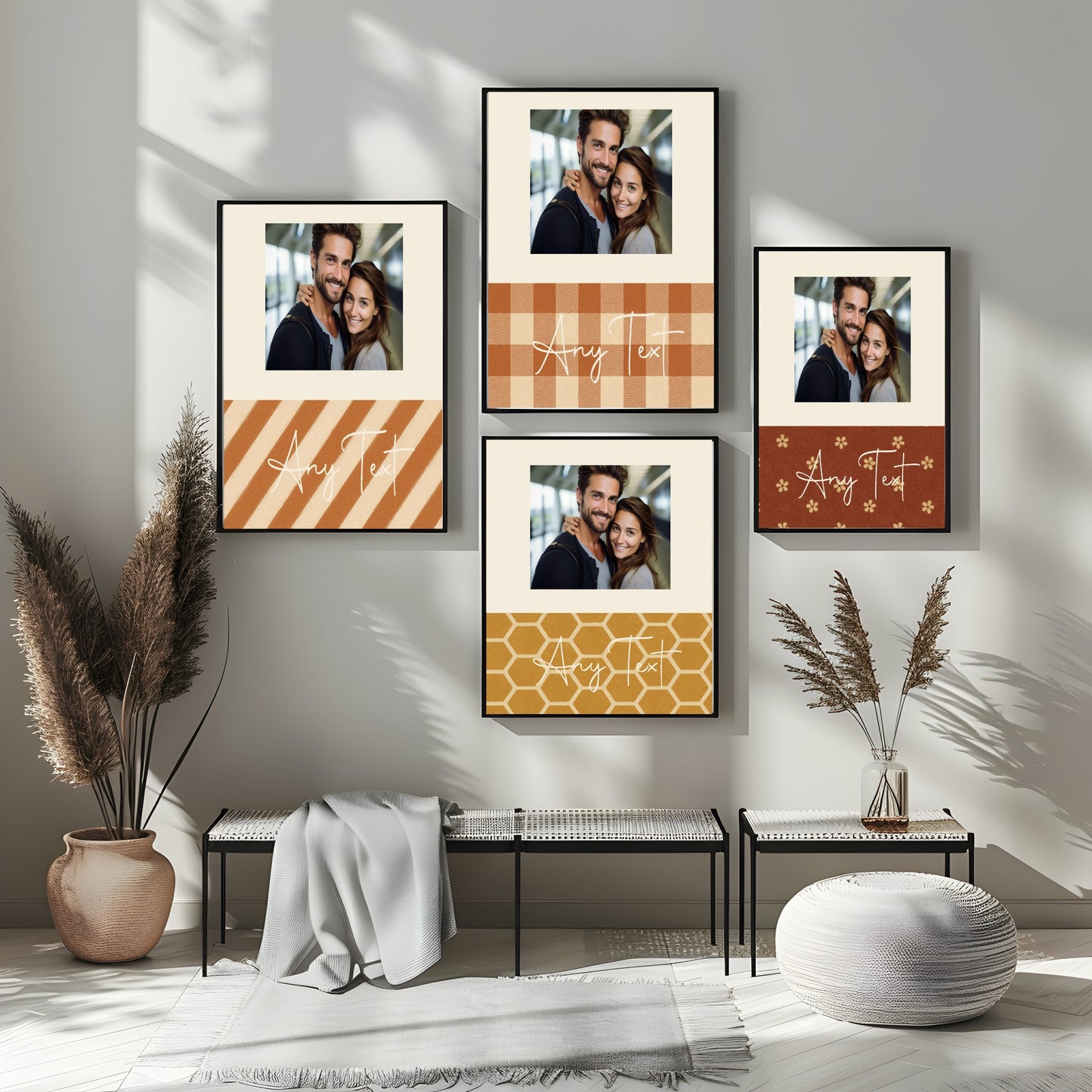 Personalised Autumnal Diagonal Stripe Photo Print