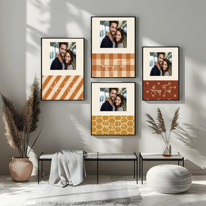 Personalised Autumnal Diagonal Stripe Photo Print