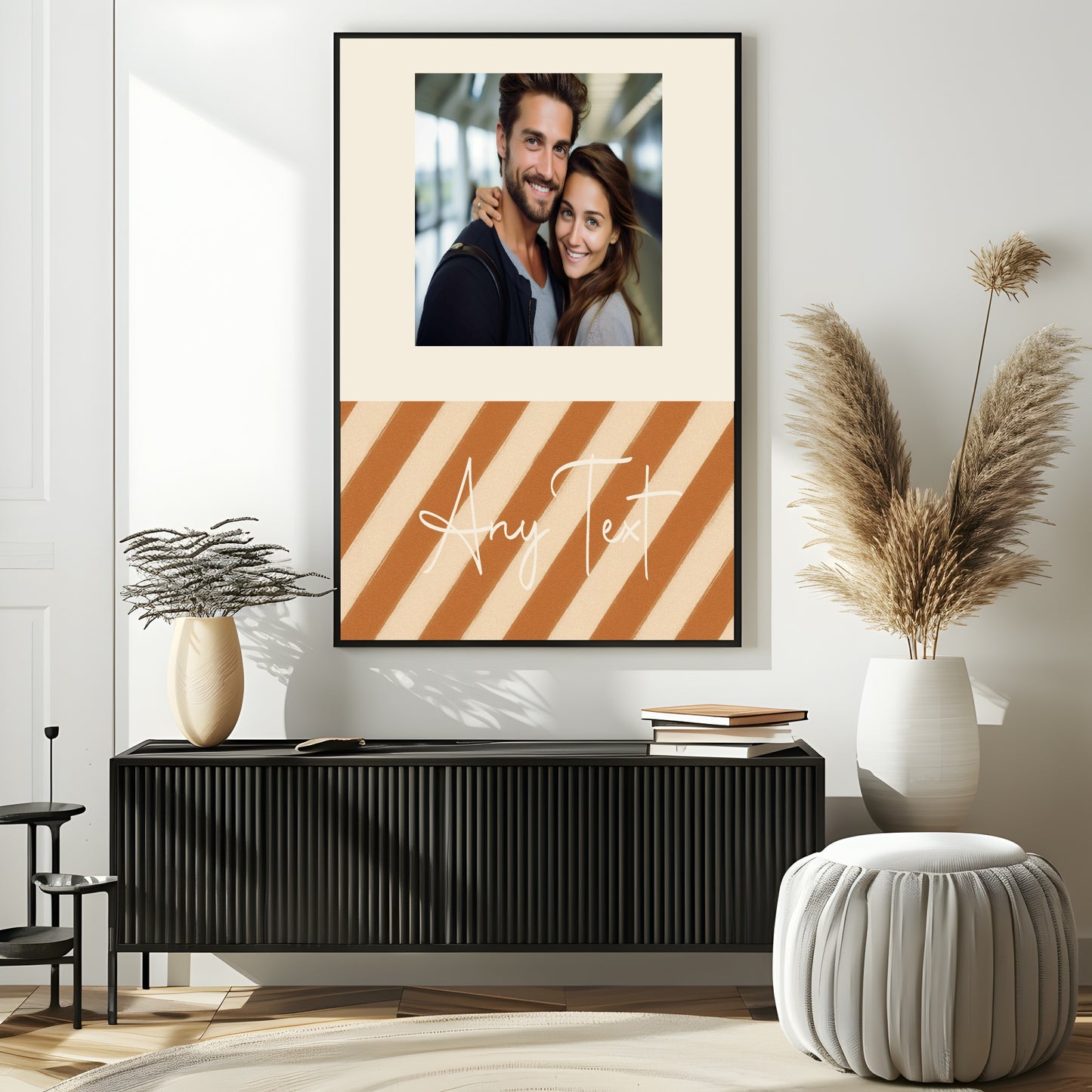 Personalised Autumnal Diagonal Stripe Photo Print