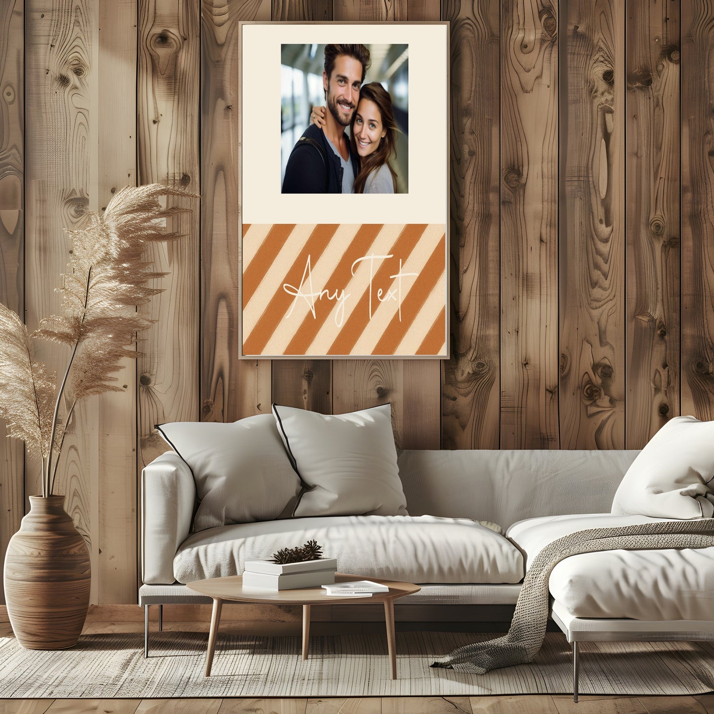 Personalised Autumnal Diagonal Stripe Photo Print